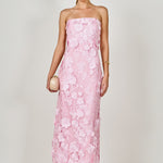 Strapless 3D Applique Midi Dress