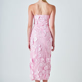 Strapless 3D applique Midi Dress
