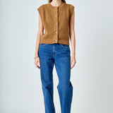 Sleeveless Knit Buttoned Vest Top
