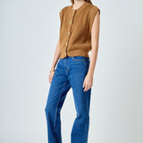 Sleeveless Knit Buttoned Vest Top
