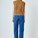 Sleeveless Knit Buttoned Vest Top