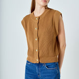 Sleeveless Knit Buttoned Vest Top