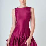Godet Sleeveless Mini Dress