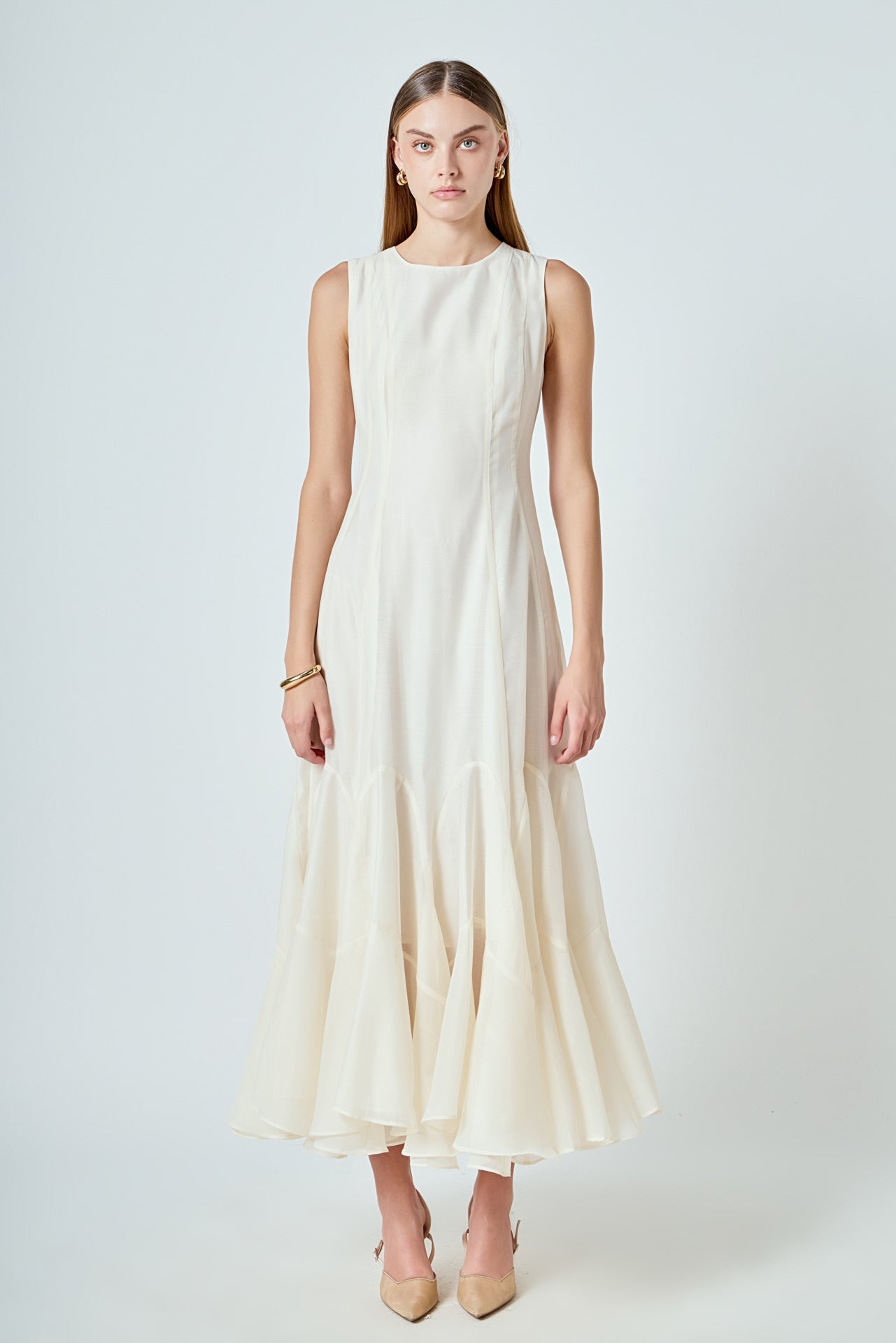 Godet Detail Maxi Dress