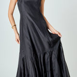 Godet Detail Maxi Dress