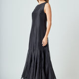Godet Detail Maxi Dress
