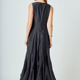 Godet Detail Maxi Dress