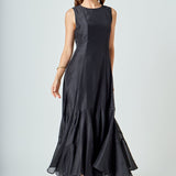 Godet Detail Maxi Dress