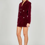 Velvet Jeweled Button Mini Skirt