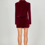 Velvet Jeweled Button Mini Skirt