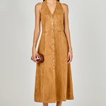 Endless Rose - Suede Fitted Midi Dress TAN / L Endless Rose - Suede Fitted Midi Dress TAN / L