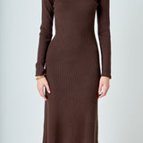 Rib Knit Long Sleeve Maxi Dress