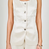 Satin Velvet Scoop Neck Top