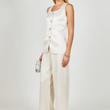 Satin Velvet Scoop Neck Top