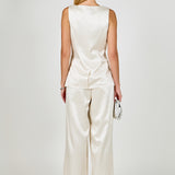 Satin Velvet Scoop Neck Top