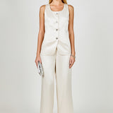 Satin Velvet Scoop Neck Top