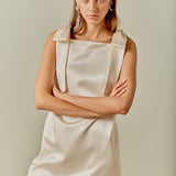 Velvet Satin Bow Mini Dress