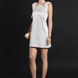 Velvet Satin Bow Mini Dress