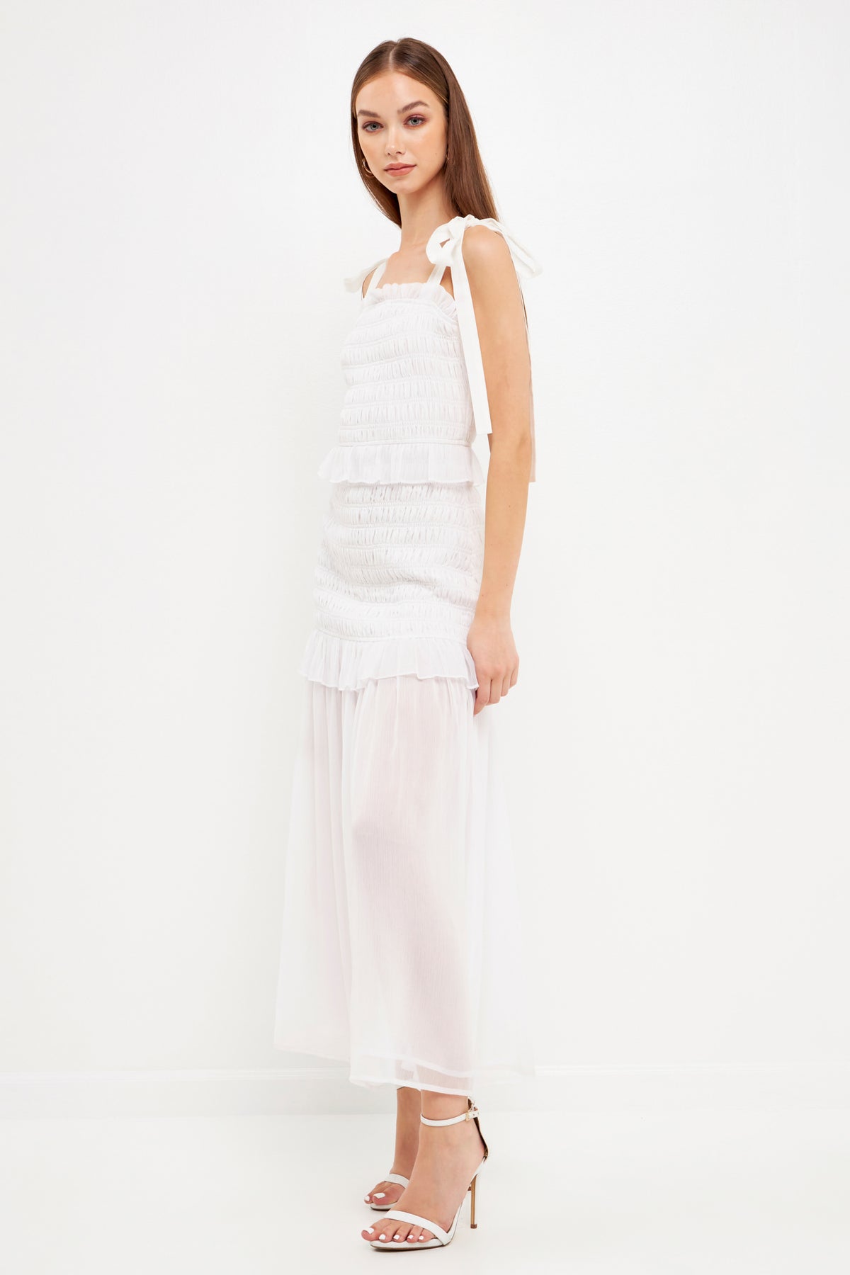 Smocked Drop Waist Combination Maxi