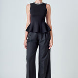 Jewel Trim Peplum Top