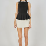 Jewel Trim Peplum Top