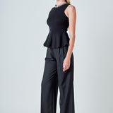 Jewel Trim Peplum Top