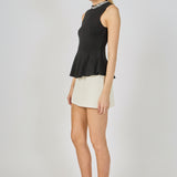Jewel Trim Peplum Top