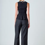Jewel Trim Peplum Top