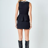 Jewel Trim Peplum Top