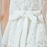 Lace Sleeveless Long Top With Belt