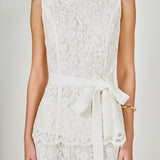 Lace Sleeveless Long Top With Belt