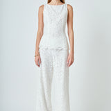Lace Sleeveless Long Top With Belt