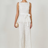 Lace Sleeveless Long Top With Belt