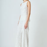 Lace Sleeveless Long Top With Belt