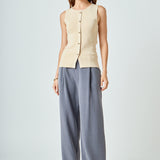 Knit Buttoned Sleeveless Top