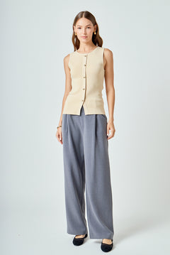 Knit Buttoned Sleeveless Top