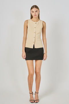 Knit Buttoned Sleeveless Top