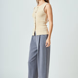 Knit Buttoned Sleeveless Top