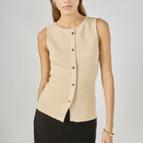 Knit Buttoned Sleeveless Top