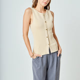 Knit Buttoned Sleeveless Top