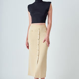Knit Pocketed Midi Skirt