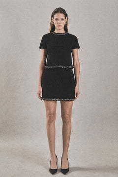 Jewel Trim Knit Short Sleeve Top