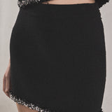 Jewel Trim Knit Mini Skirt