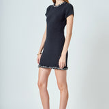 Jewel Trim Knit Mini Dress