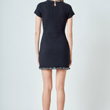Jewel Trim Knit Mini Dress