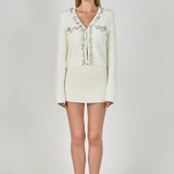 Boucle Knit Jewel Trim Cardigan