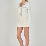 Boucle Knit Jewel Trim Cardigan