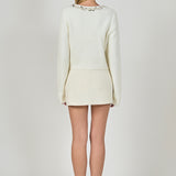 Boucle Knit Jewel Trim Cardigan