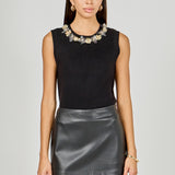 Knit Jewel Trim Sleeveless Top