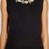 Knit Jewel Trim Sleeveless Top